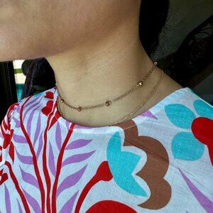 Dainty Bronze Beaded Chain Necklace